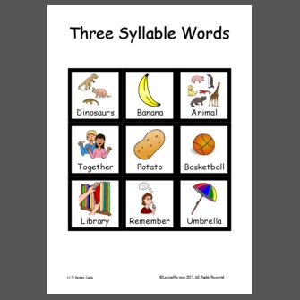 Common Three Syllable Words